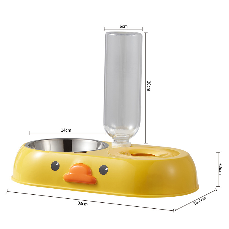 Pet two-in-one stainless steel water dispenser, double bowl, automatic water feeder, moisture-proof mouth, pet bowl, pet supplies Item Picture