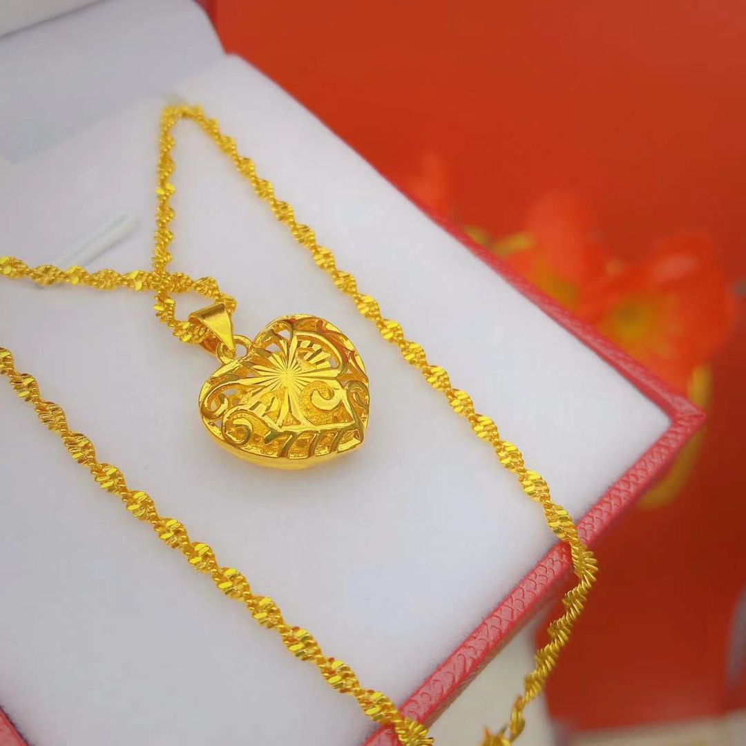 越南沙金心形项链女短款 优雅饰品 项饰 简约时尚 久不掉色项链女款 高级感配饰