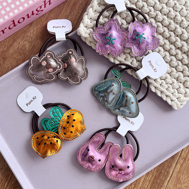 New Korean-style cartoon rabbit Star fruit hair band leather children's versatile high-elasticity elastic band hair accessory for students details Picture