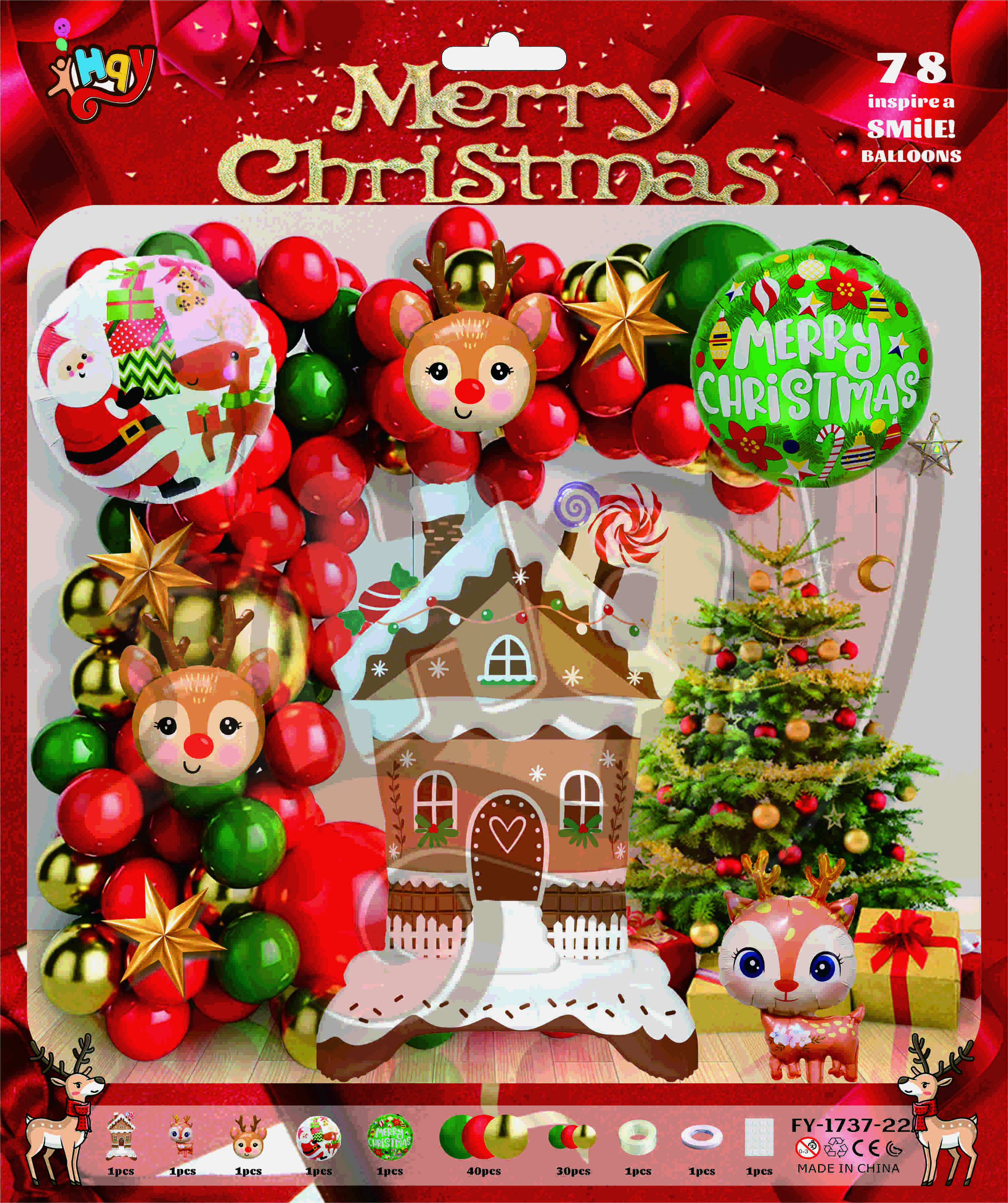 Merry Christmas big Set of aluminum film balloon Party and party decoration balloon set Item Picture