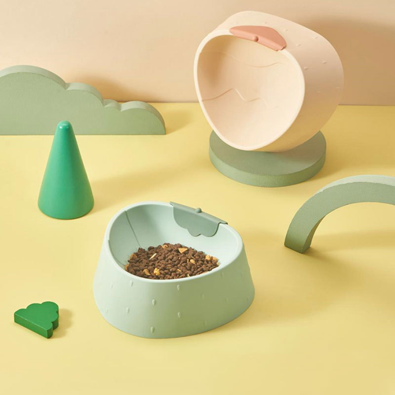 New cartoon strawberry pet plastic single bowl neck guard, anti-knock cat bowl, large-capacity dog food bowl, pet supplies Specification image