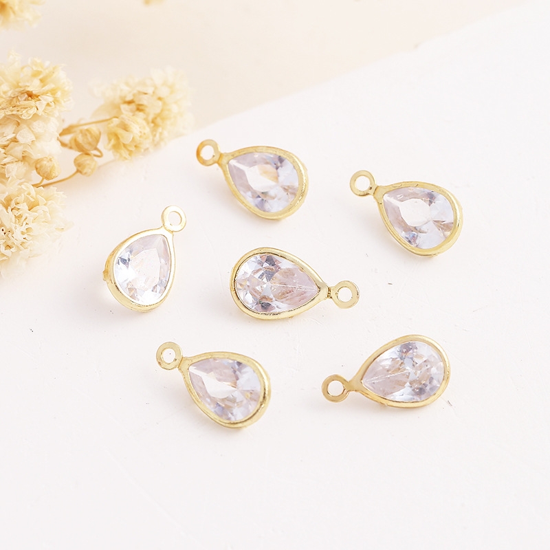 In-stock irregular-shaped zircon edged pendants, diy earrings, necklaces, accessory materials, heart-shaped water drop pendants, jewelry accessories
