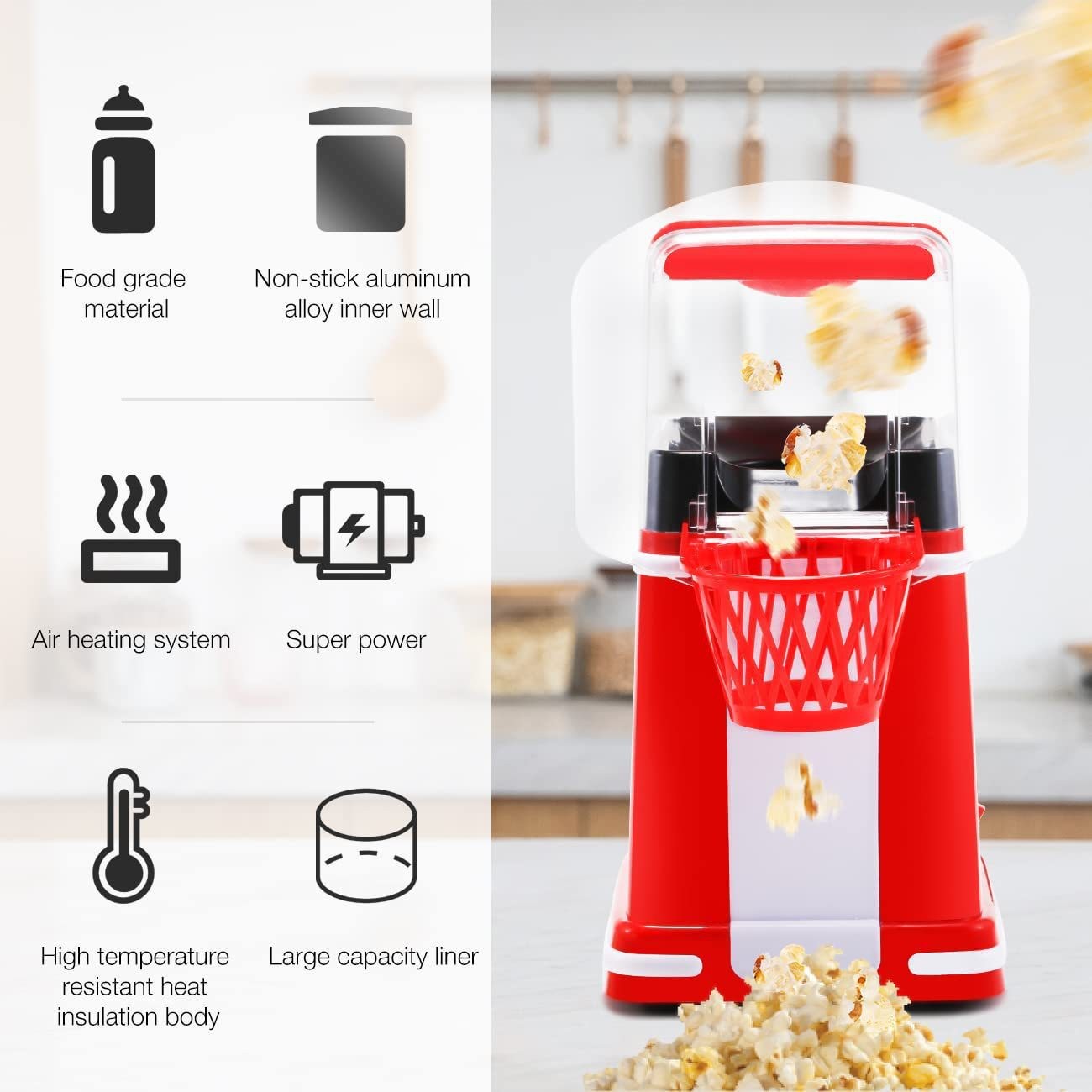 Us Standard 110V Basket Box Popcorn Electromechanical Hot Burst Corn Machine Automatic Popcorn Maker details Picture