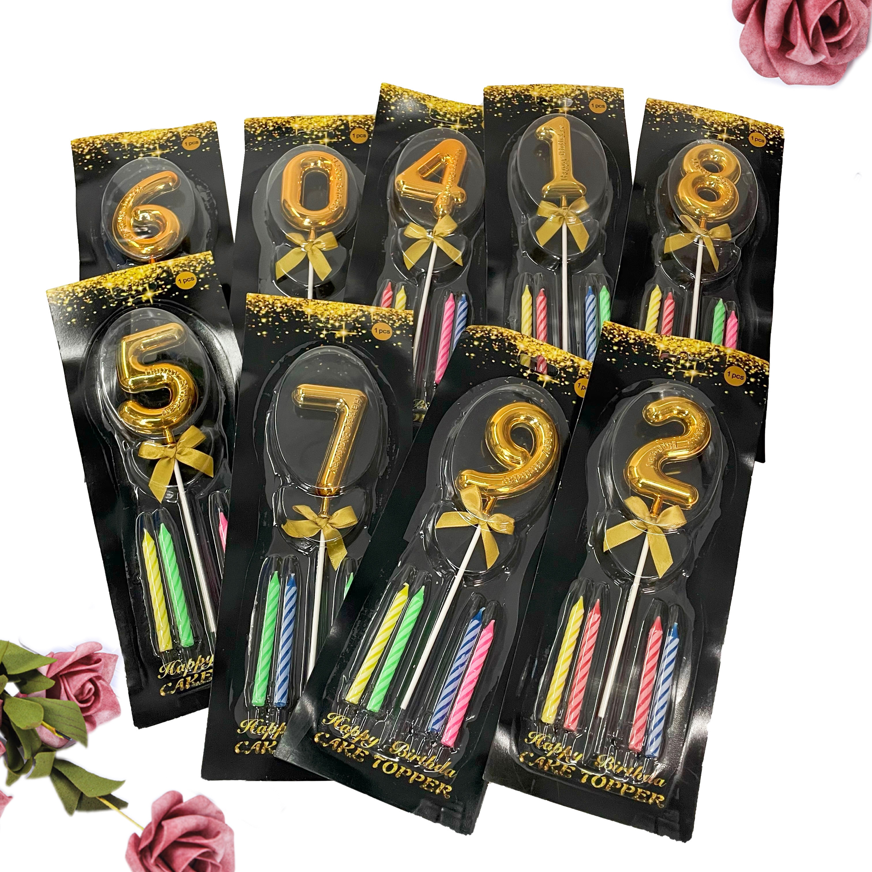 新款儿童ins跨境镀金塑料数字生日蜡烛套装插件周岁派对蛋糕数字甜品烘焙店装饰摆件