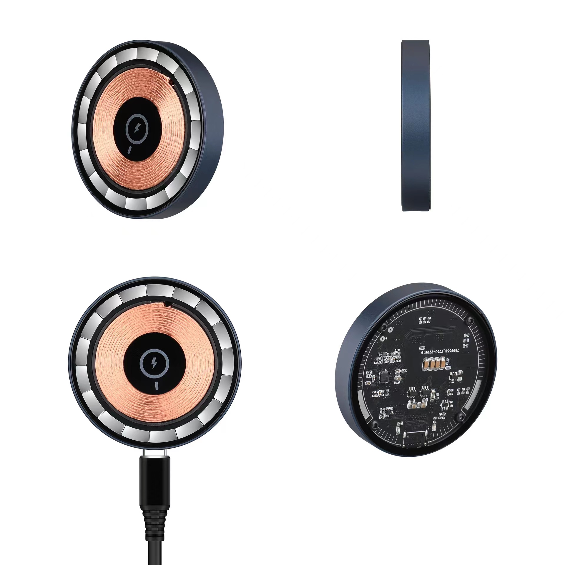 Three-in-one desktop wireless charger for mobile phones, wireless fast charging