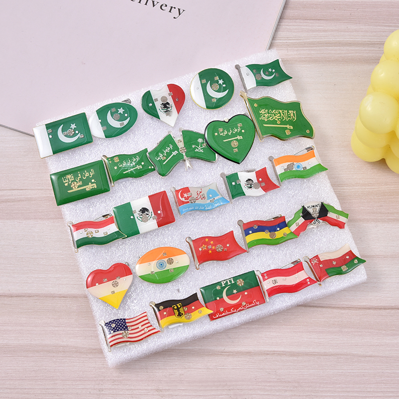 Customize brooches featuring luminous national flags of various countries Specification image
