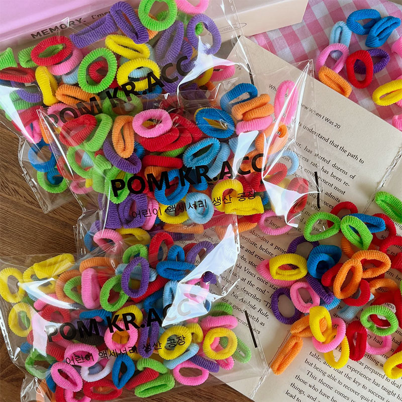 New Korean-style high-elasticity colorful small accessories, children's towel bands, hair ties, rubber bands, women's hair ties, hair bands details Picture