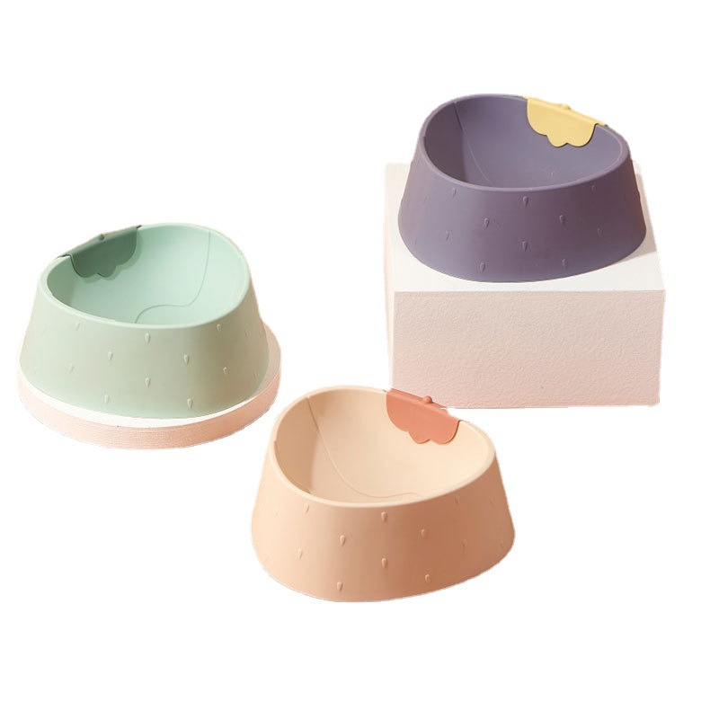 New cartoon strawberry pet plastic single bowl neck guard, anti-knock cat bowl, large-capacity dog food bowl, pet supplies Item Picture