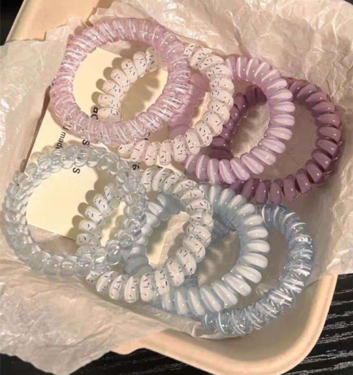 电话线混款高弹力加粗手环扎头发气质发饰混款混色100个一包发圈发圈头绳详情图3