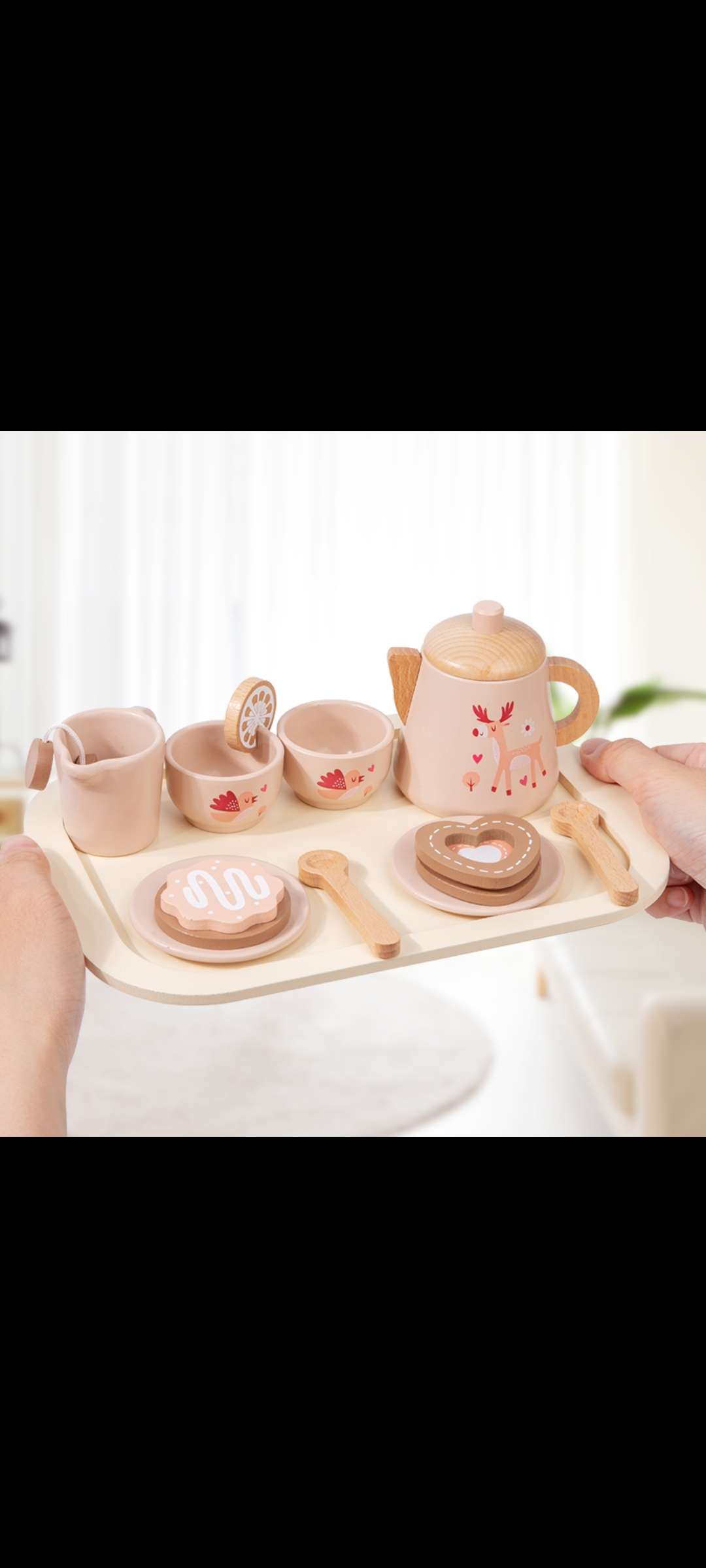 Children's wooden simulation afternoon tea snacks, teapot, tableware, kitchen combination, educational role-playing toys detail image 4