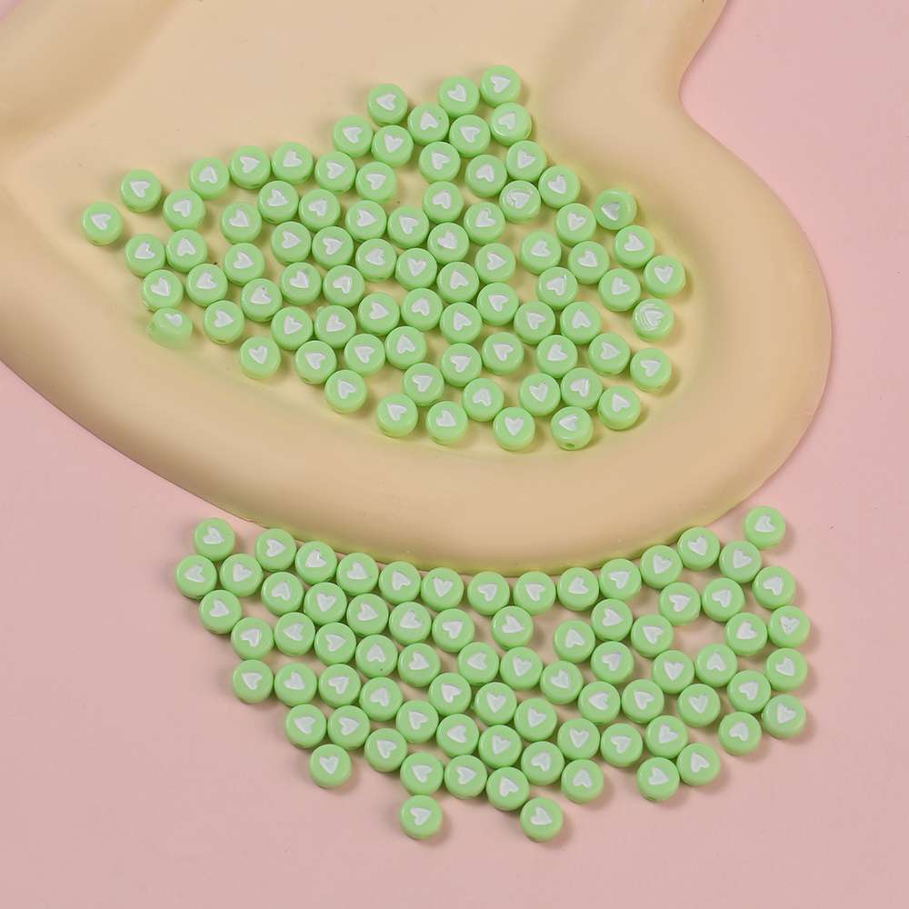 Factory direct sales of eco-friendly acrylic heart-shaped beads, mixed color/single color 4*7 jewelry accessories, DIY handcrafted beads, exquisite jewelry beads, handcrafted bead material package, beads, loose beads details Picture