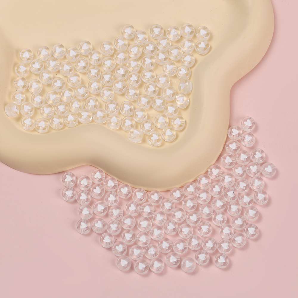 Factory supplies direct sales of eco-friendly acrylic heart beads DIY handmade accessories 4✘7mm jewelry accessories for children's early education loose beads and string beads Specification image