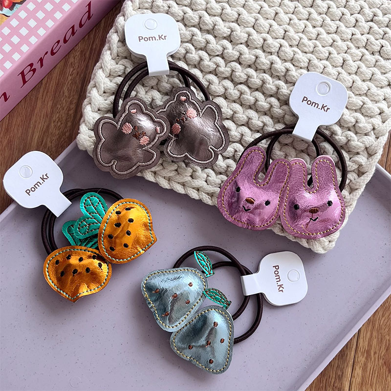 New Korean-style cartoon rabbit Star fruit hair band leather children's versatile high-elasticity elastic band hair accessory for students