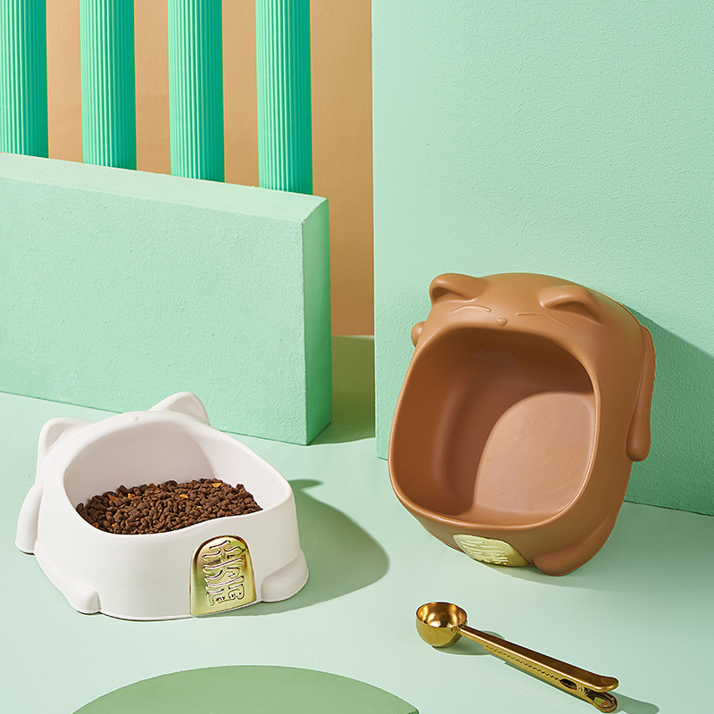 New cartoon light luxury Maneki Neko anti-slip pet bowl, single bowl anti-knock, cervical vertebrae protection dog food bowl, pet supplies Application Scenario