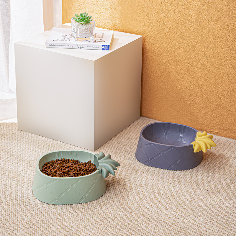 New cartoon pineapple pet plastic single bowl neck guard, anti-knock cat bowl, large-capacity dog food bowl, pet supplies pic 9