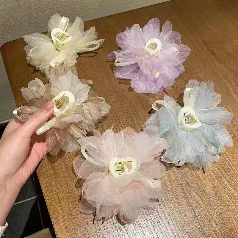 超仙花瓣抓夹大号鲨鱼夹女后脑勺发夹潮流超仙新款发量多ins夹子 