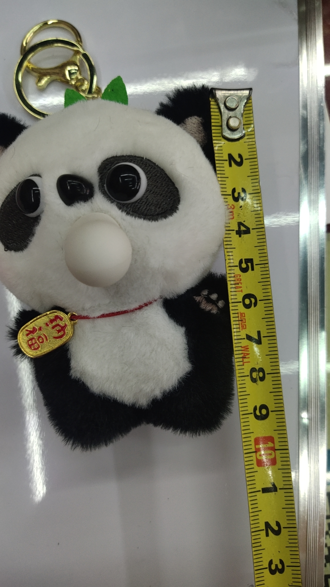 毛绒背包钥匙装饰挂件婚庆抛洒会9公分吹泡熊猫毛绒玩具钥匙扣