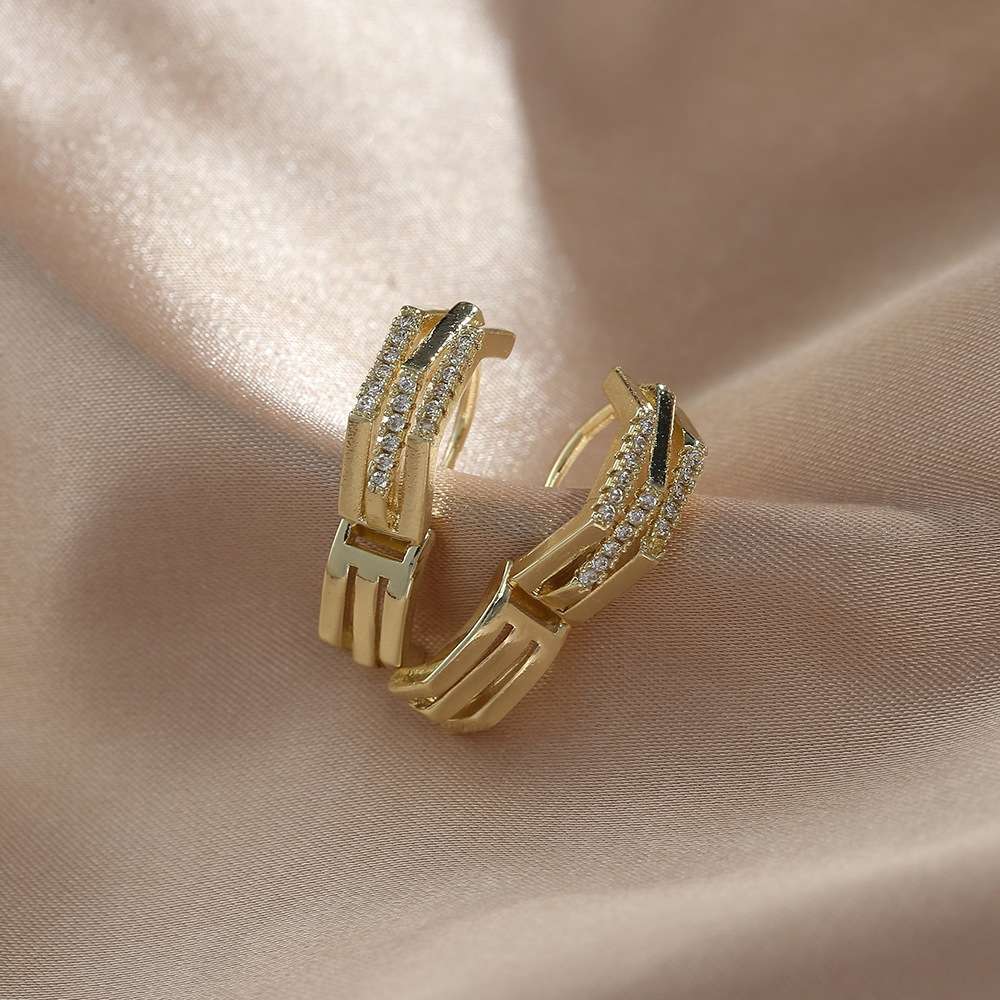 Simple metal earrings, French niche and personalized accessories for women, versatile earrings, European and American zircon earrings, ear buckles, wholesale jewelry accessories, diy jewelry accessories Application Scenario