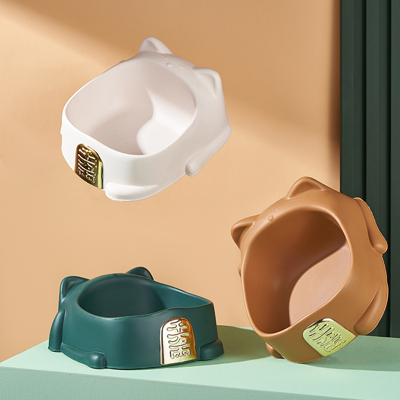 New cartoon light luxury Maneki Neko anti-slip pet bowl, single bowl anti-knock, cervical vertebrae protection dog food bowl, pet supplies details Picture