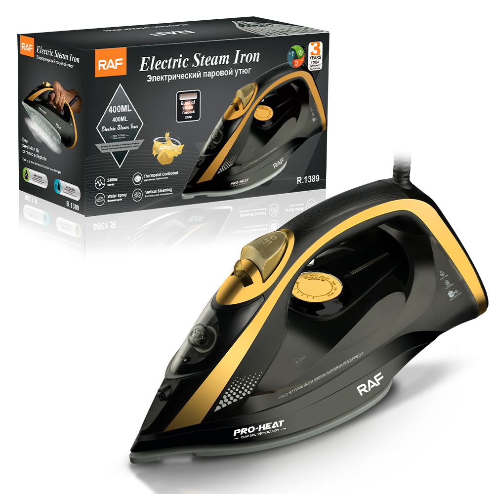 RAF European standard cross-border steam iron, household handheld electric iron, ironing machine, steam iron, water spray, multi-speed temperature adjustment. Item Picture