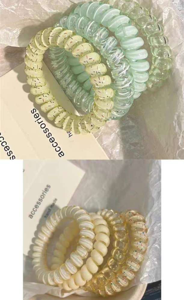 电话线混款高弹力加粗手环扎头发气质发饰混款混色100个一包发圈发圈头绳详情图5