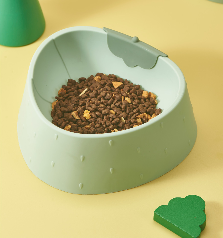New cartoon strawberry pet plastic single bowl neck guard, anti-knock cat bowl, large-capacity dog food bowl, pet supplies pic 6