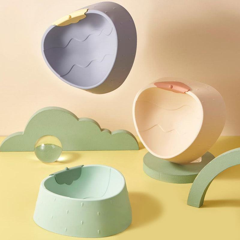 New cartoon strawberry pet plastic single bowl neck guard, anti-knock cat bowl, large-capacity dog food bowl, pet supplies