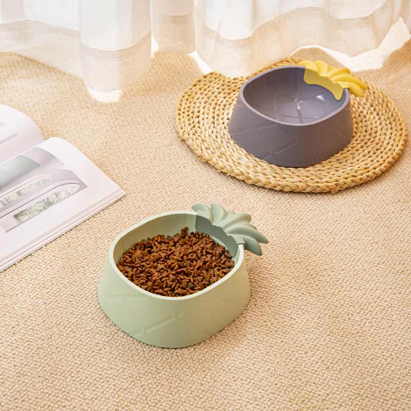 New cartoon pineapple pet plastic single bowl neck guard, anti-knock cat bowl, large-capacity dog food bowl, pet supplies pic 8