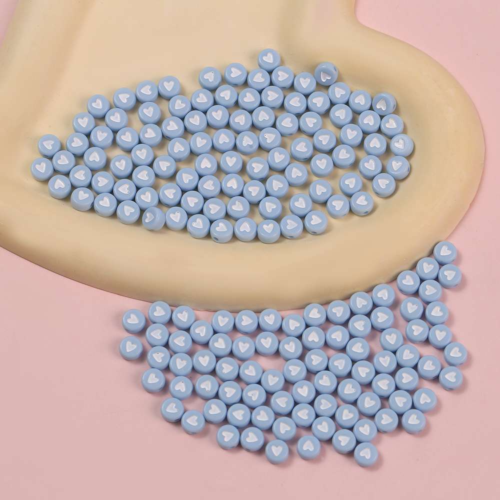 Factory direct sales of eco-friendly acrylic heart-shaped beads, mixed color/single color 4*7 jewelry accessories, DIY handcrafted beads, exquisite jewelry beads, handcrafted bead material package, beads, loose beads Application Scenario