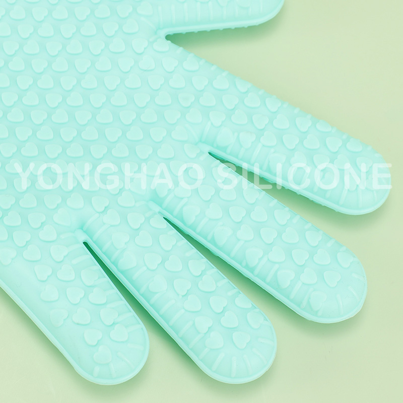 Silicone Heat-proof Flexible Dishwashing Baking Gloves 白底实物图