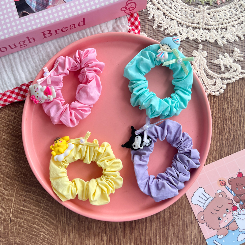 New Korean-style fabric children's cute three-dimensional doll, large intestine hair band, bun head, high ponytail, no damage to hair elastic bands