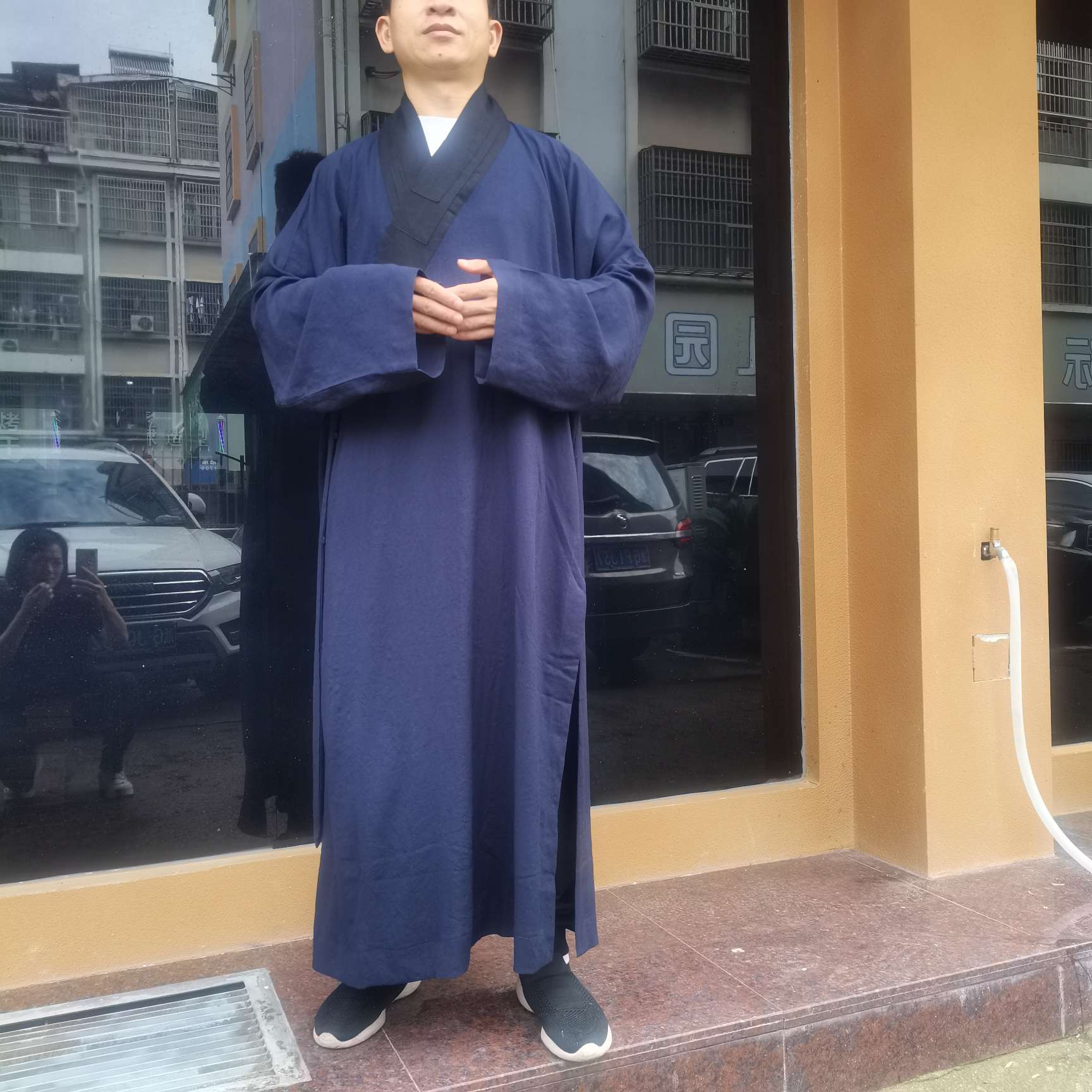 春夏季道士服装男三清领道袍透气棉麻道服长袍道装女透气长褂详情图2