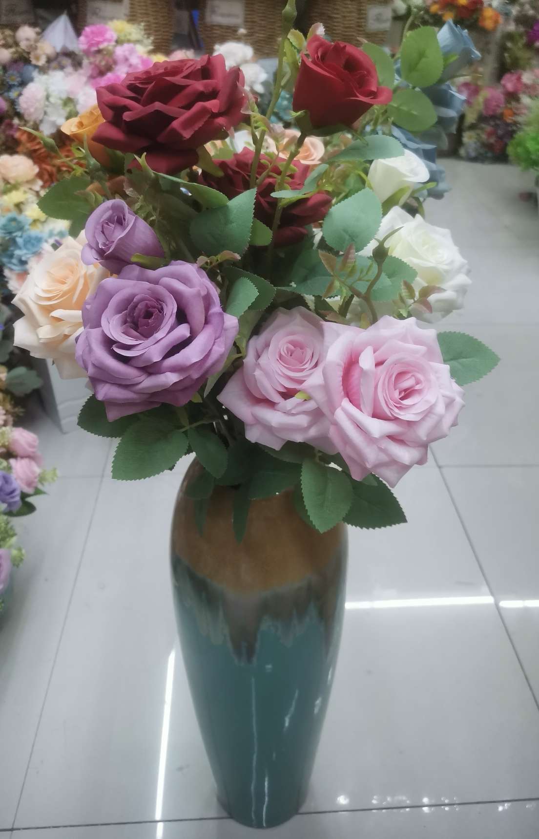 家饰精品 玫瑰花绢花 仿真高支3头玫瑰 仿真花饰 美化生活空间详情图5