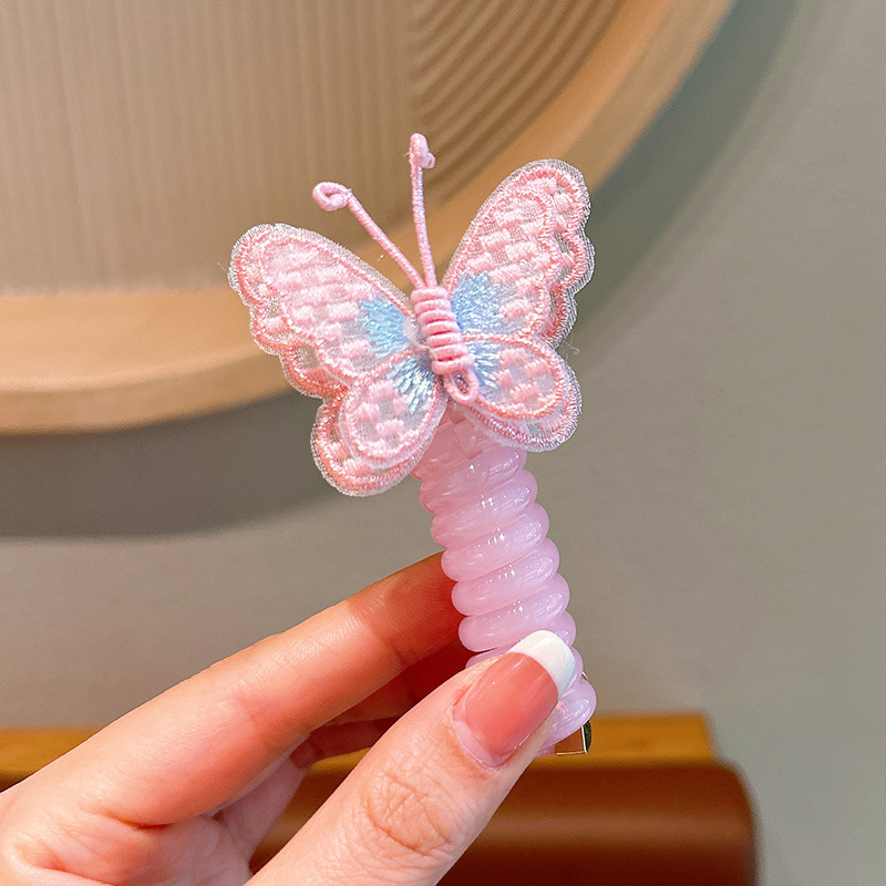 Korean version telephone line hair band, children's hair band, high-end embroidered bow hair band, girls' hair accessory details Picture