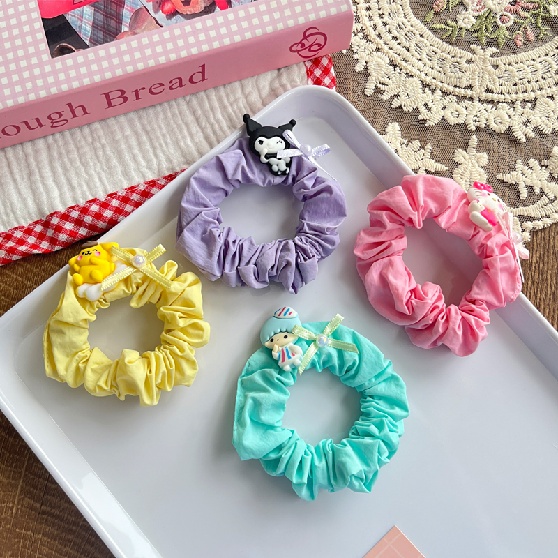 New Korean-style fabric children's cute three-dimensional doll, large intestine hair band, bun head, high ponytail, no damage to hair elastic bands Item Picture