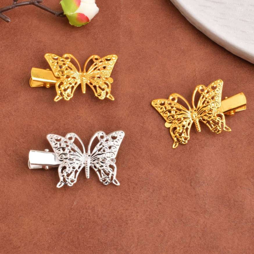 diy iron flower piece duckbill clip, butterfly edge clip accessory, ancient-style hairpin material Application Scenario