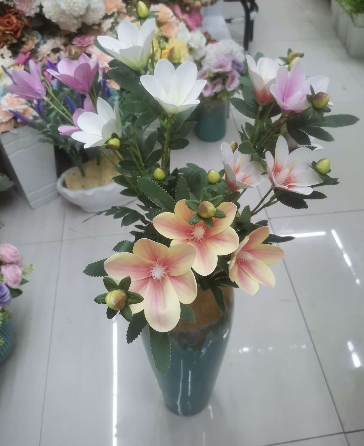 家饰精品 仿真花饰高支4头小玉兰3D 仿真玉兰花饰人造花假花