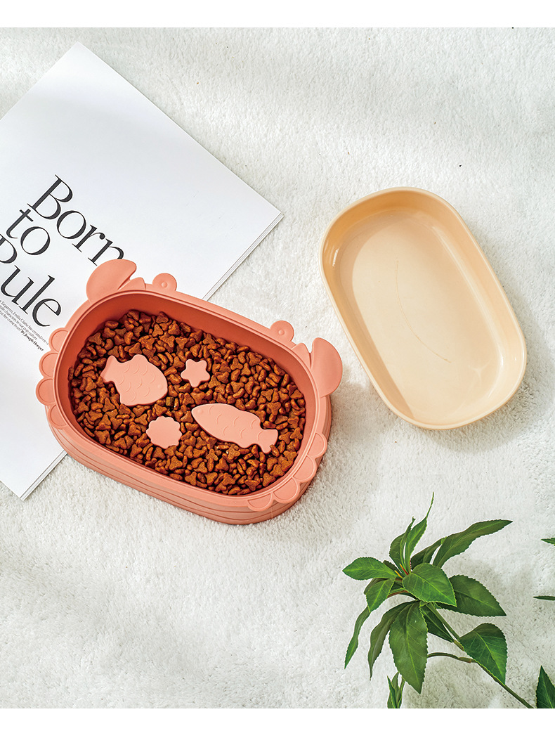 Cartoon crab-shaped pet food bowl, anti-tipping cat food bowl, detachable double-bowl anti-choking dog food utensils, pet supplies pic 12