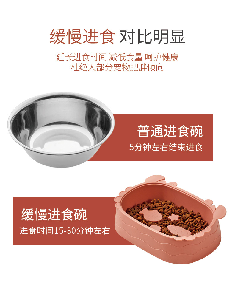 Cartoon crab-shaped pet food bowl, anti-tipping cat food bowl, detachable double-bowl anti-choking dog food utensils, pet supplies pic 5