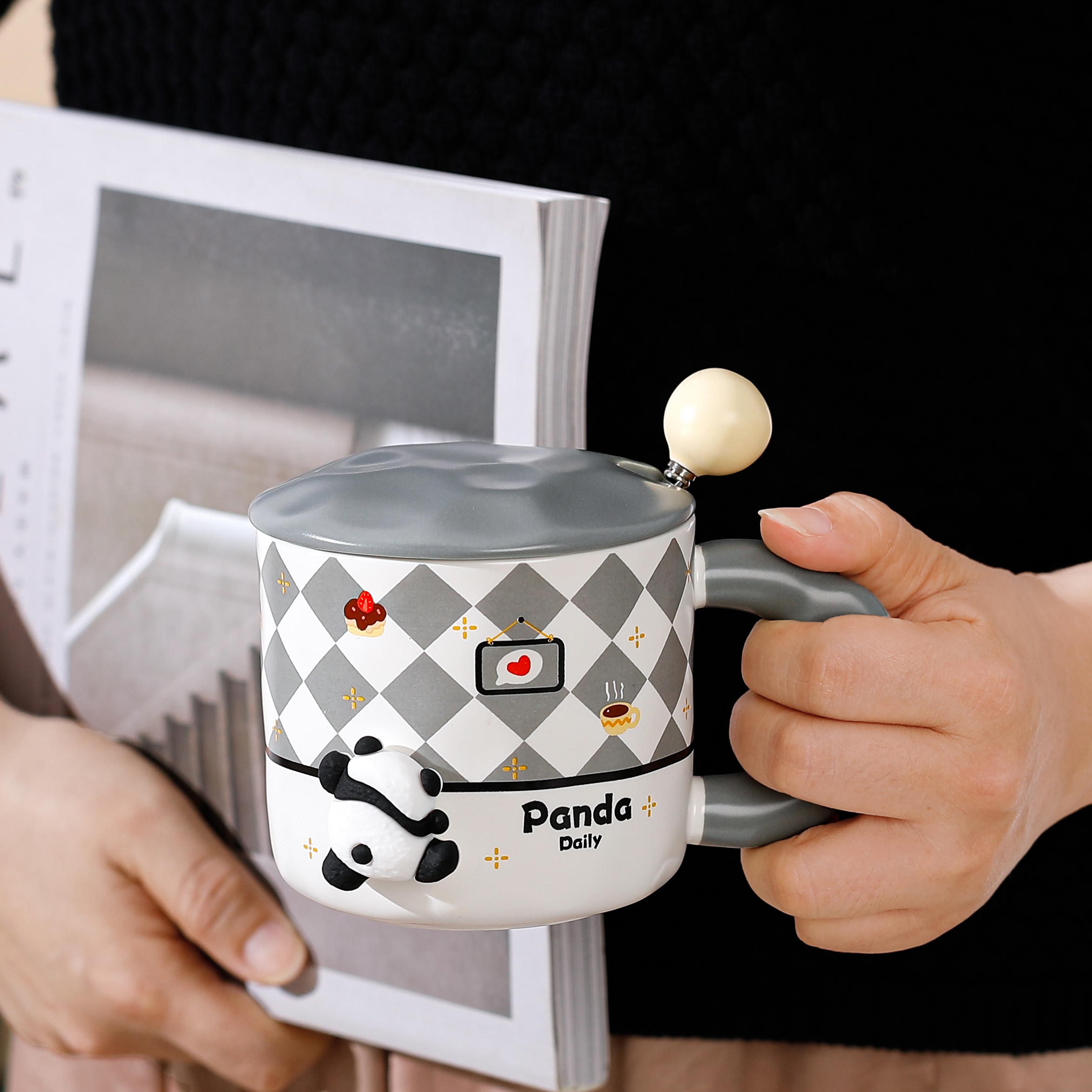 Creative DIY mugs, couple water cups, coffee cups, high appearance level ceramic cups, souvenirs, cute animal cups pic 5