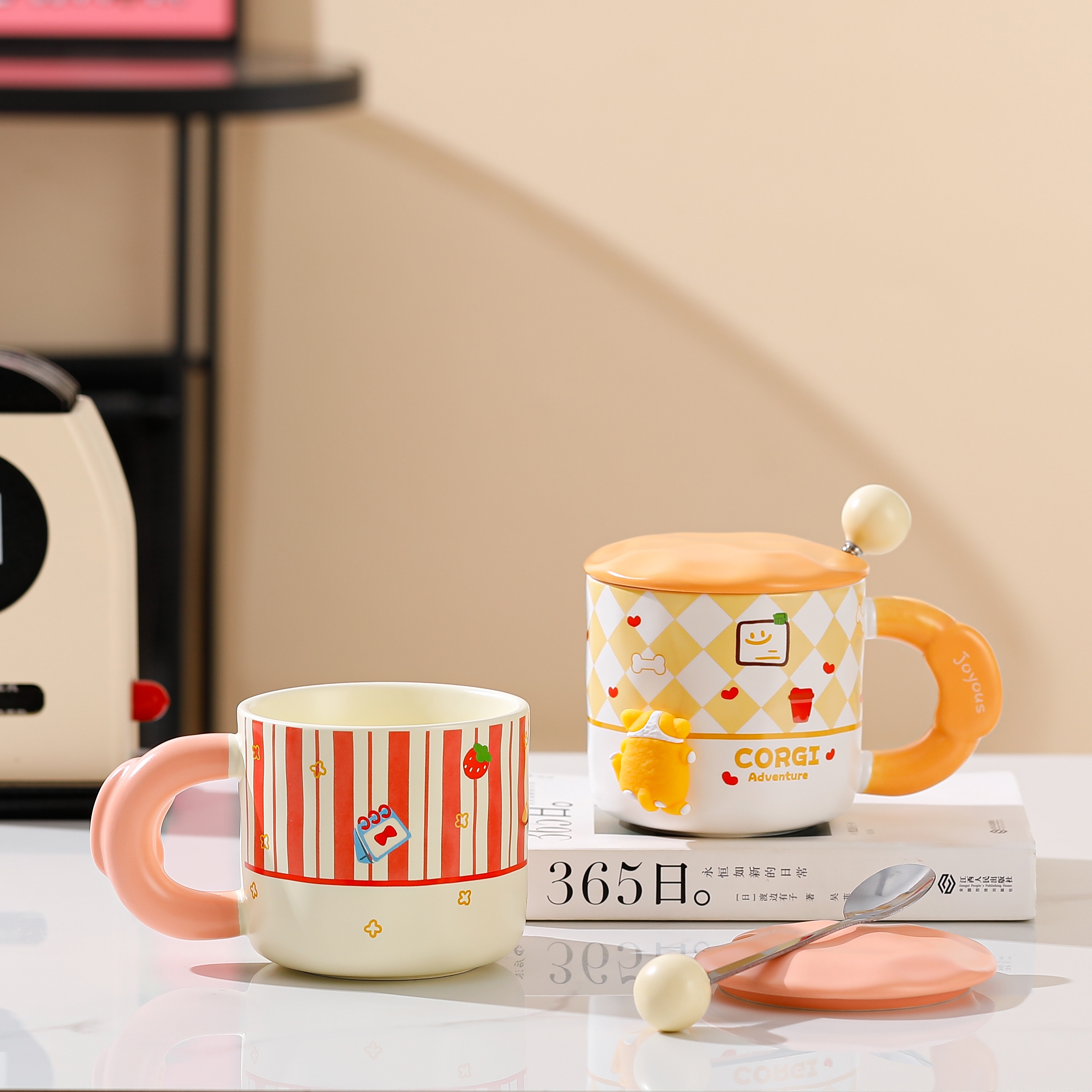 Creative DIY mugs, couple water cups, coffee cups, high appearance level ceramic cups, souvenirs, cute animal cups details Picture