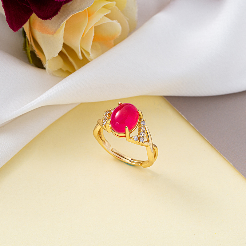 2024戒指感温变色保色金电镀可调节圈口戒指