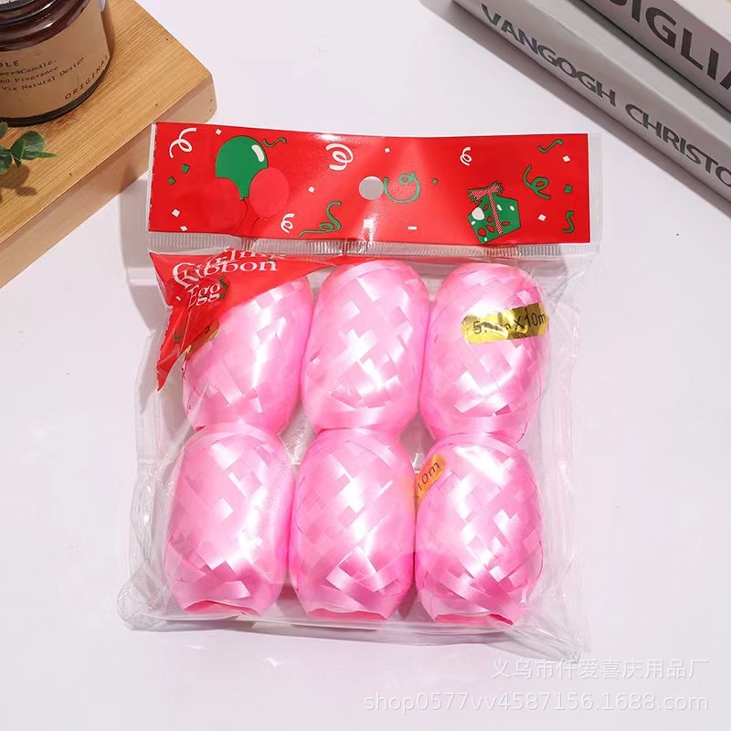 10m rugby ribbon in plain color, 10m egg-shaped flat birthday decoration, wedding arrangement, egg-shaped balloon ribbon details Picture