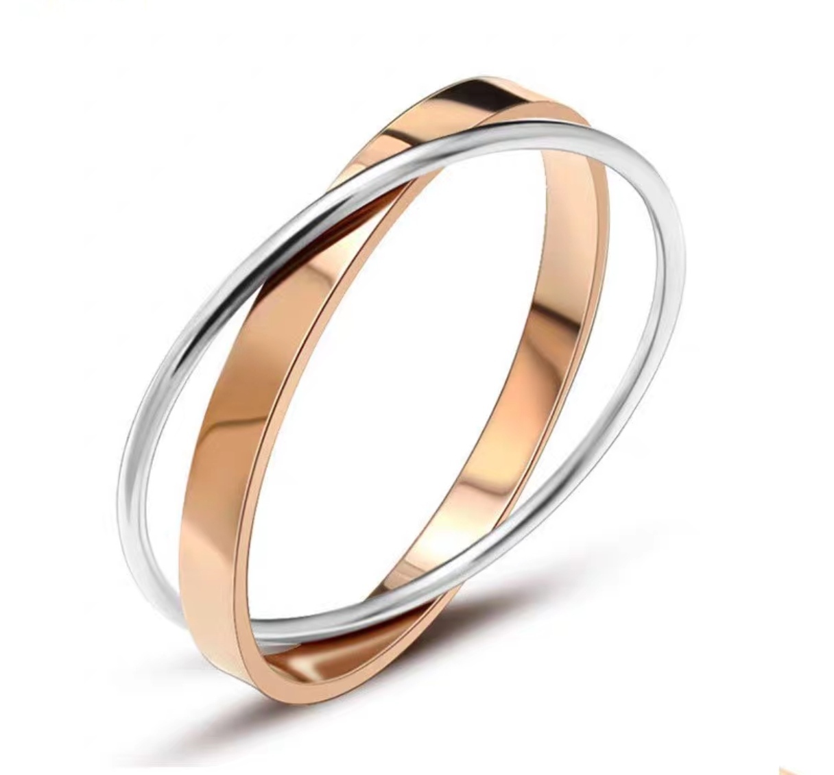 Factory direct sales of two-color cross-ring bracelets for couples, smooth stainless steel bracelets, titanium steel bracelets with new products Specification image