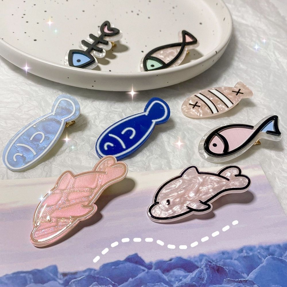 Ocean Series Small Fish Bone Hair Clips, ins Girl bangs Clips, hair clip edge clips, Dopamine Fun Clips Specification image