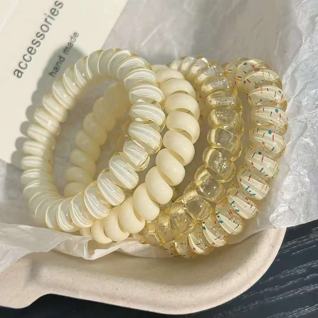 A set of mixed high-elasticity and thickened wristbands for tying hair, a stylish hair accessory, and mixed color headwear details Picture