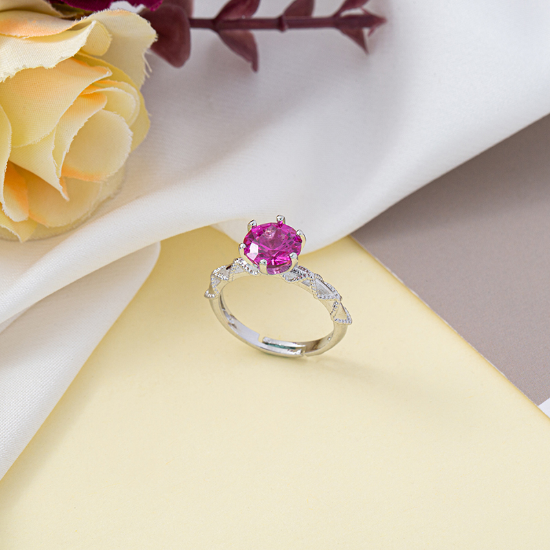 2024 New style Red corundum No. 3, plum red, 5A zircon, white gold, noble ring, silver ring, women's personality