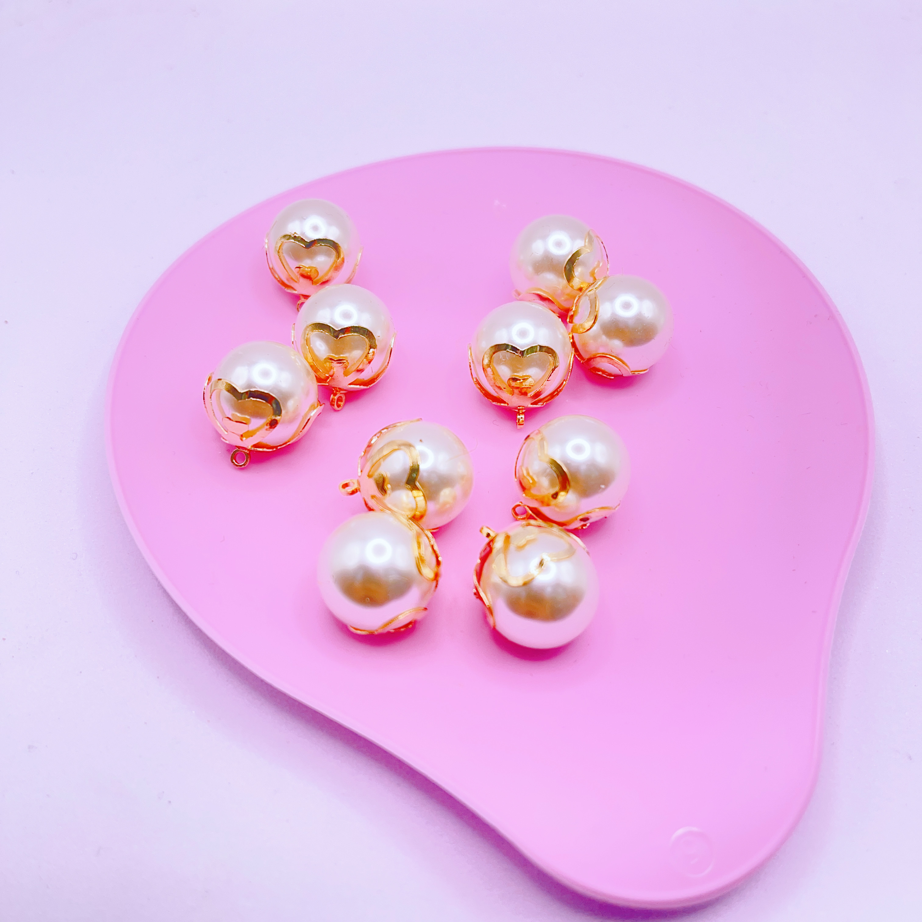 新款珍珠镶花托金属配件DIY手工发饰胸针服饰鞋帽包包饰品材料装饰配件耳环吊坠项链装饰挂件配件CCB吊坠