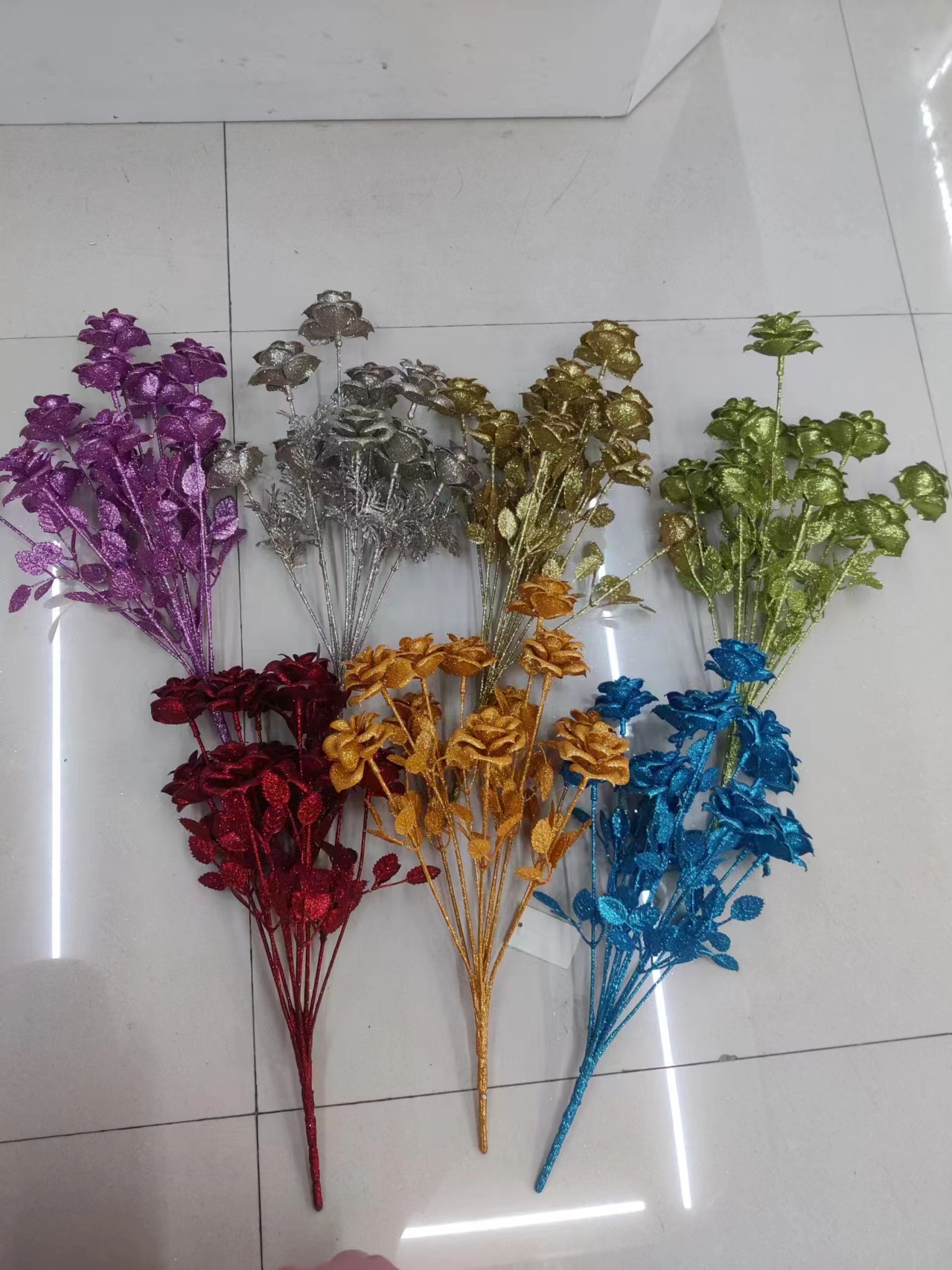 2024 best-selling Christmas artificial flower rose home festive decoration, 7-head and 12-head artificial flowers pic 1