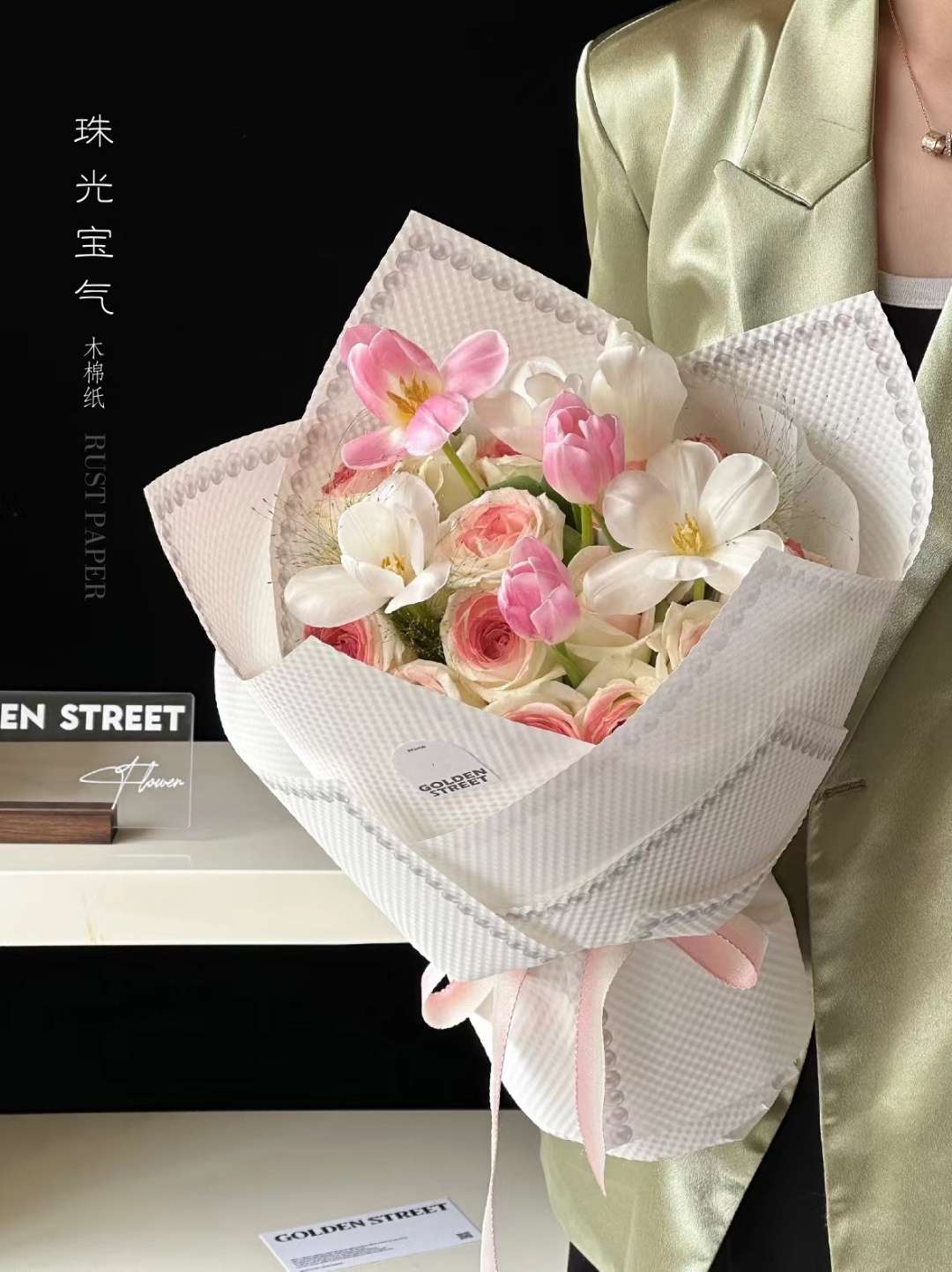 تغليف الزهور المزيفة من ورق التغليف والهدايا من ورق التغليف detail image 4